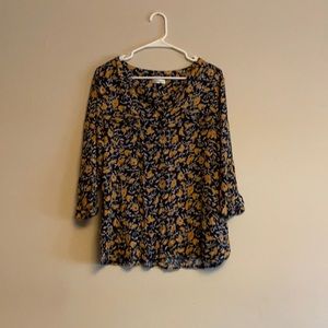 Blue Blouse with Gold Flowers